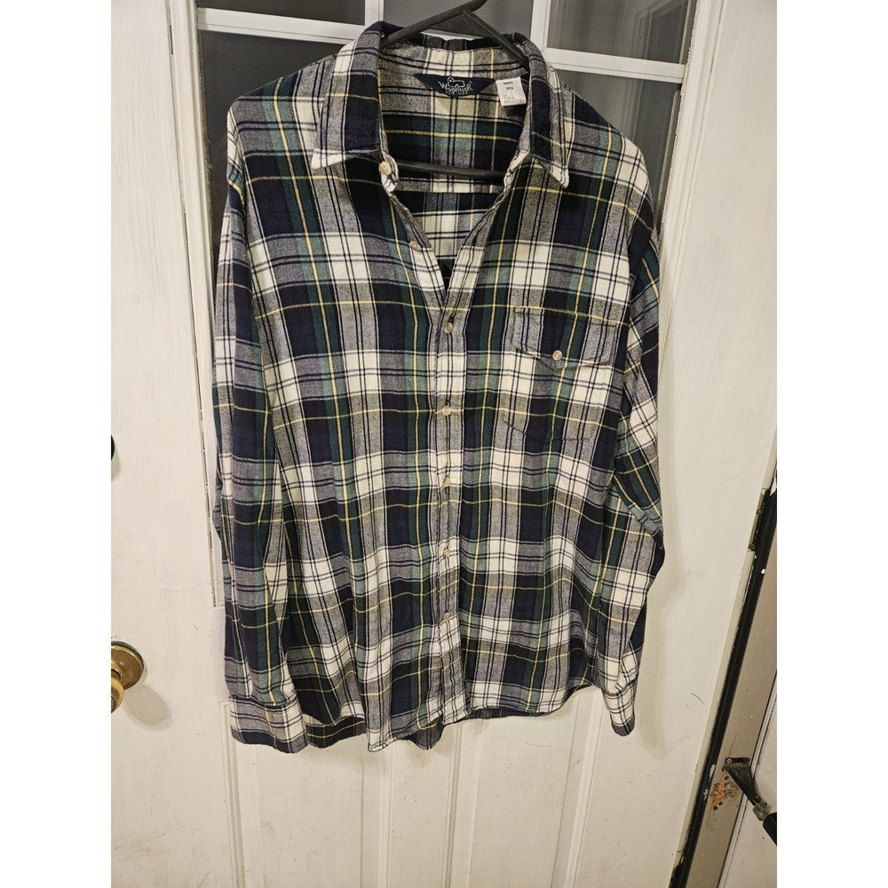Woolrich Mens Large Checked Plaid Button Up Shirt 100% Cotton Multicolor 2655